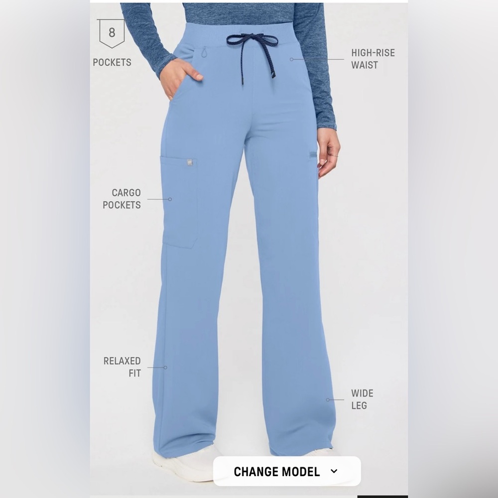 Fabletics High-Rise Wide Leg Scrub Pant Elemental Blue Tall Small